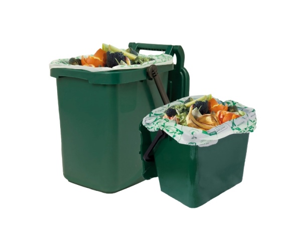 Green food waste caddy outdoor and indoor