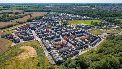 Aerial image of New Hall in Harlow 