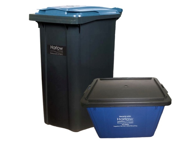 Recycling blue bin and box