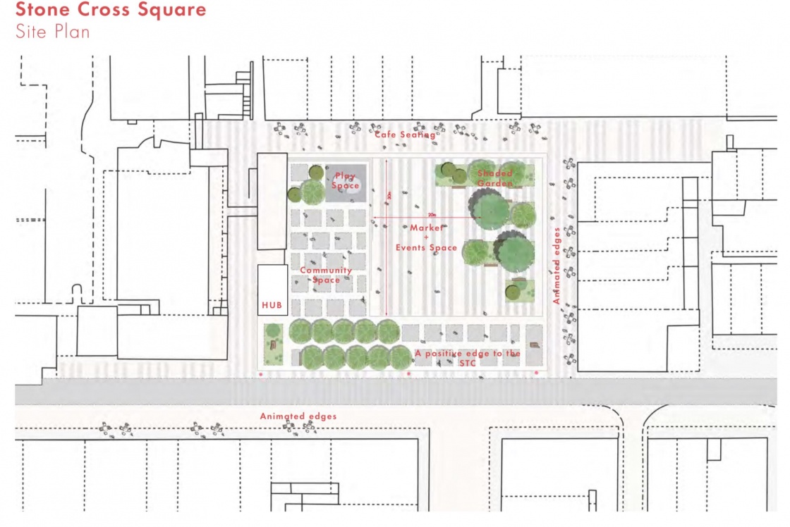 Stone Cross Square artist's impression site plan