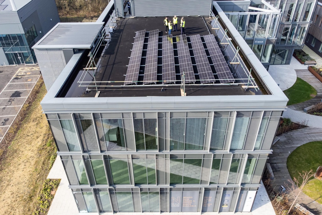 Image of solar panels on the roof of Nexus building