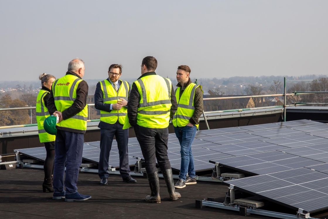 Image of Councillor Gunn talking about solar panels