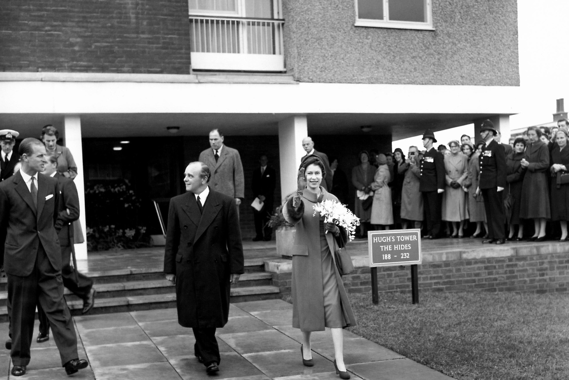 The Queen and Prince Phillip visiting Hughs Tower