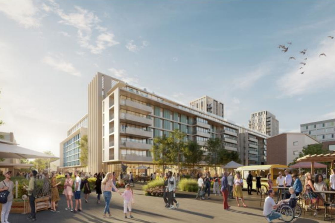 Image of what the redevelopment might look like in East Gate overlooking Market Square