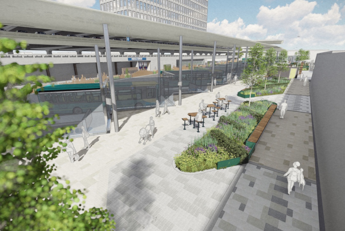 Artist impression of bus station concourse