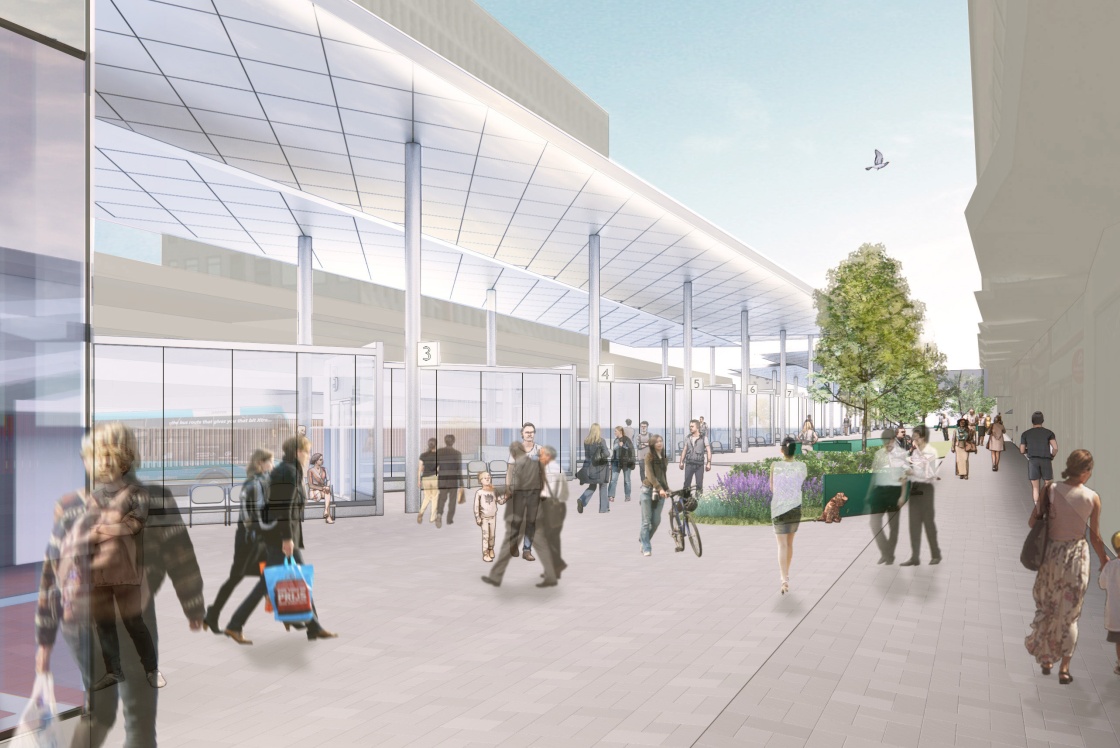 Artist impression of bus station concourse