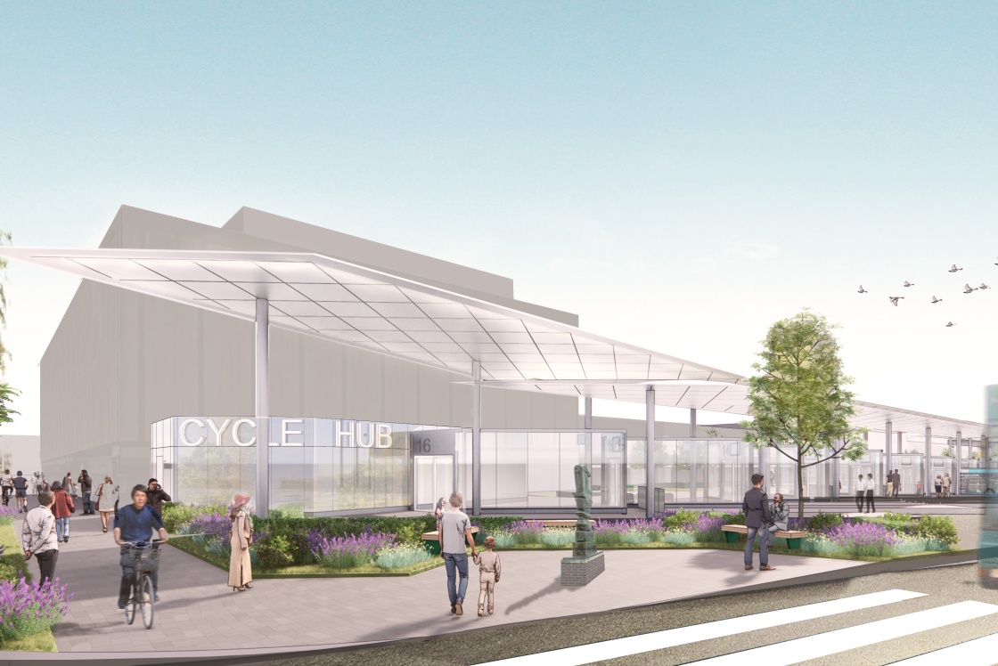 Artist impression of south end of bus station