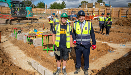 Apprentice Jack from Harlow with the Leader of Harlow Council 