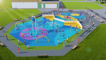 Artists impression of the refurbishment of Staple Tye splash park