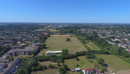 Aerial photo of Harlow looking from the south to the north of the town 
