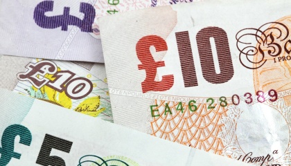Image showing parts of £20, £10 and £5 notes 