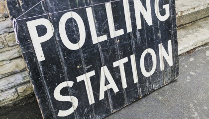 Image of sign outside Polling Station with the text Polling Station