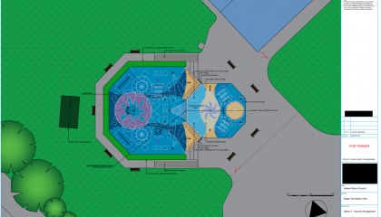 Computer generated plan of how the new splash park will look and the different areas