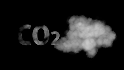 Image of the word CO2 with white smoke coming out of it 