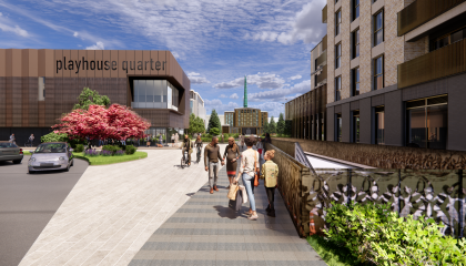 Artist impression of new Arts and Cultural Quarter looking from Haydens Road