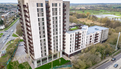 Aerial image of Burnt Mill flats 