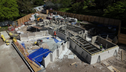 Aerial photo of the new Bandstand being built 