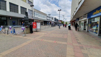 Barriers in Broad Walk, Harlow town centre.jpg