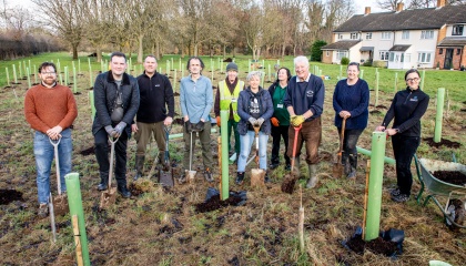 Group photo of councillors,, residents and staff at the East Park tree planting event  