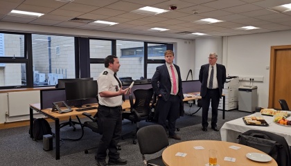 Paul Austin, Dan Swords and Roger Hirst speaking at the launch event