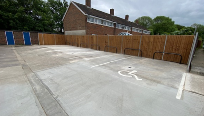 Image of new parking spaces on former garage site in Cooks Spinney