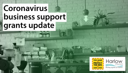 Image of cafe with the text coronavirus business grants update 
