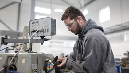 Image of man operating a machine 