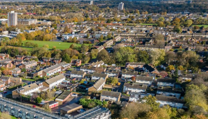 Aerial image of Harlow houses