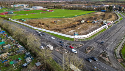 Drone image of the David Lloyd Harlow site 