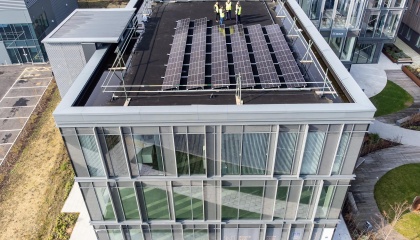 Image of solar panels on roof of Nexus building in Harlow Innovation Park