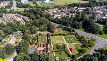Aerial image of Harlow museum and housing in Harlow 