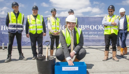 Image of Councillor Dan Swords at the topping out ceremony 