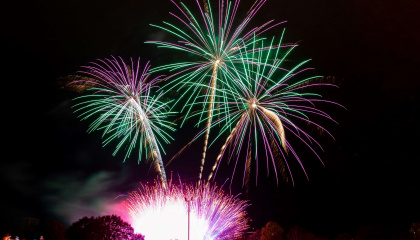 Image of fireworks in Harlow town park in November 2024