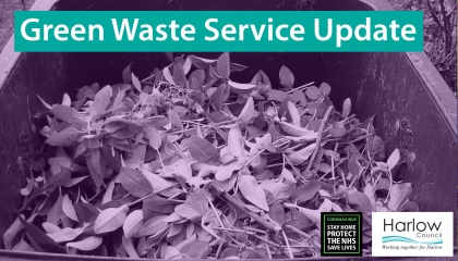 Decorative image of leaves in a garden waste bin.