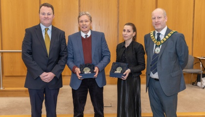 Pictured l-r: Councillor Russell Perrin, Richard Pilcher, Dee Conlon and Councillor Andrew Johnson
