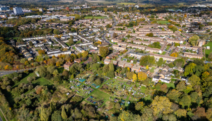 Aerial image of housing in Harlow 
