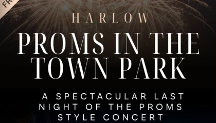 Image that says Harlow Proms in the Town Park