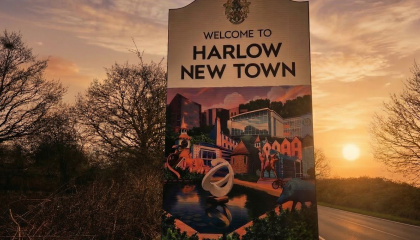 Welcome to Harlow sign