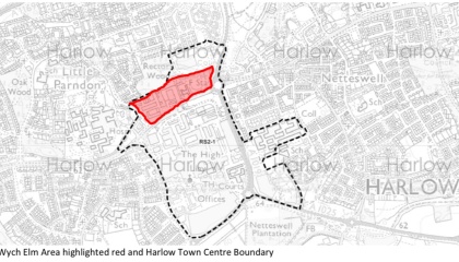 Map showing the Wych Elm area