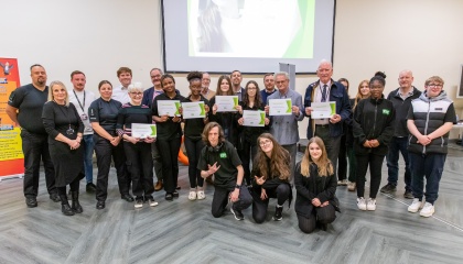 image of youth and adult councillors at the end of the apprentice style event 