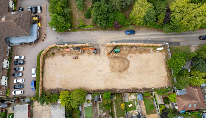 Aerial image of the Yorkes housebuilding site 