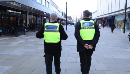 Image of Community Safety staff patrolling in Harlow town centre
