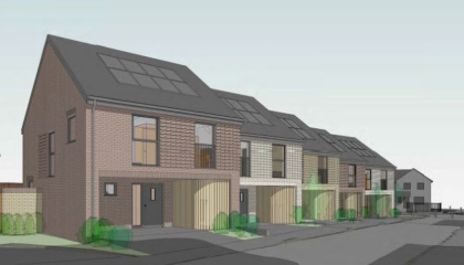 Artists impression of new council homes at Pytt Field 